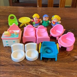 13 FISHER PRICE Little People Vintage 90s Mixed Lot (10 Furniture + 3 Figures)